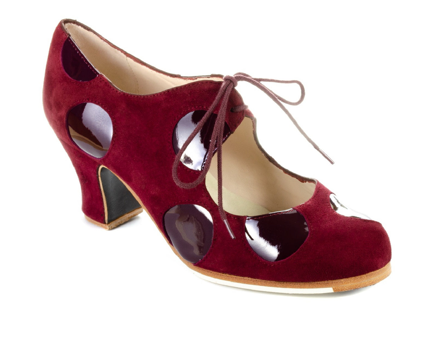 Zapato de flamenco M77 LUNARES CORDONES de Begoña Cervera