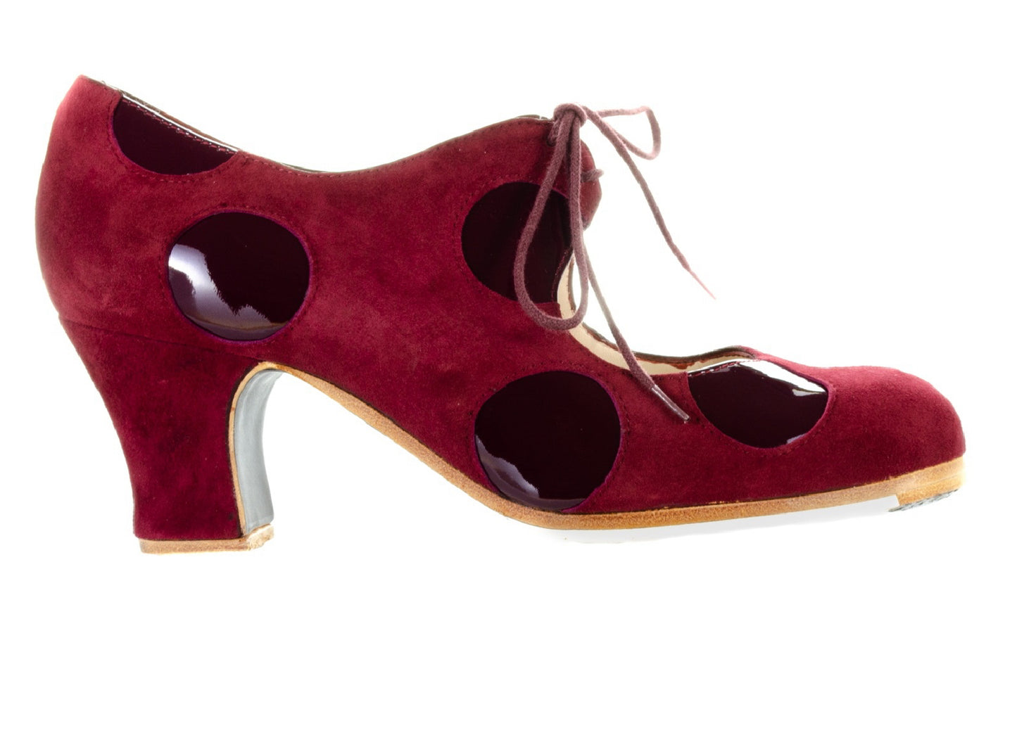 Zapato de flamenco M77 LUNARES CORDONES de Begoña Cervera