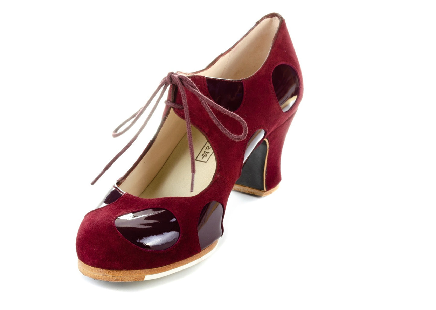 Zapato de flamenco M77 LUNARES CORDONES de Begoña Cervera